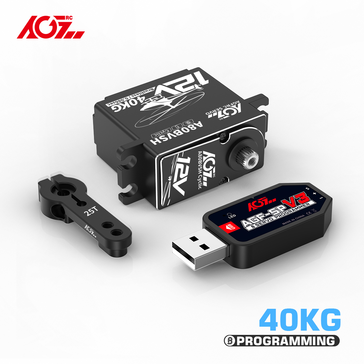Rc Helicopter Battery - AGFRC A80BVSH Cyclic 40KG 0.086Sec 12V