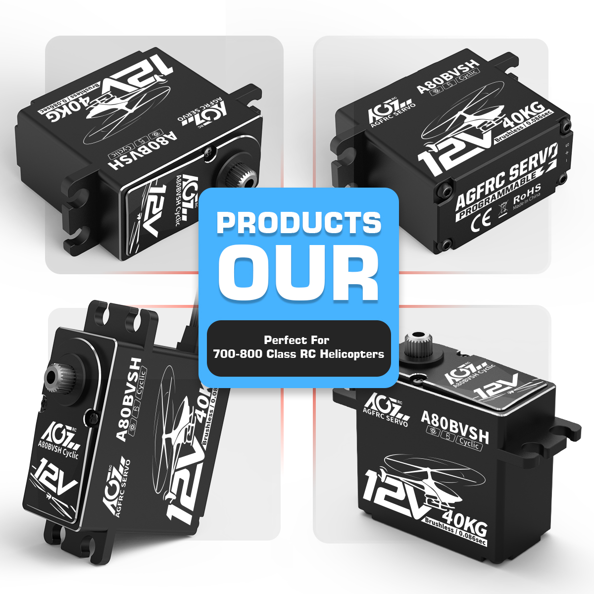 AGFRC A80BVSH Cyclic 40KG 0.08 - Rc Helicopter Battery recension och pris